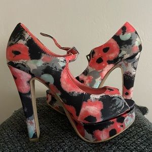 Floral Watercolor platform Mary Janes